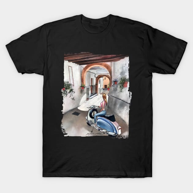 Vespa Girl 2 T-Shirt by Juan Alvarez & Jorge Gomez Shop